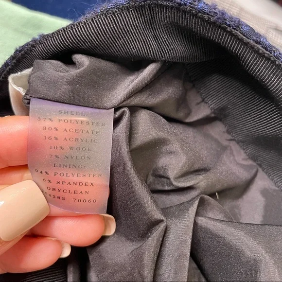 Ann Taylor Blue Black Textured Straight Skirt Stretch - Picture 6 of 6